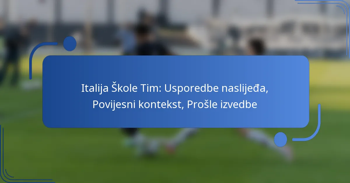 Italija Škole Tim: Usporedbe naslijeđa, Povijesni kontekst, Prošle izvedbe