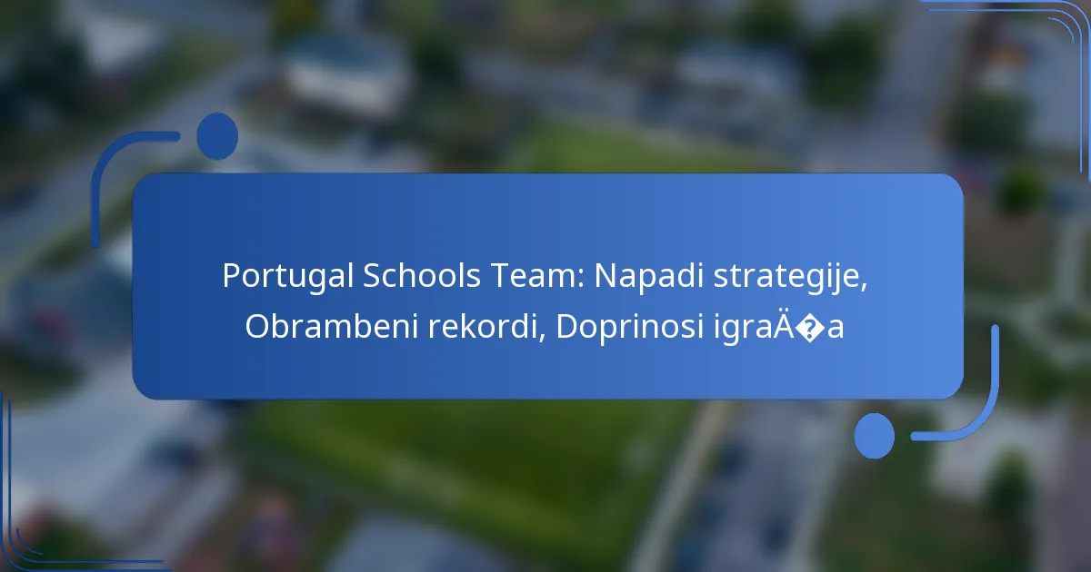 Portugal Schools Team: Napadi strategije, Obrambeni rekordi, Doprinosi igrača