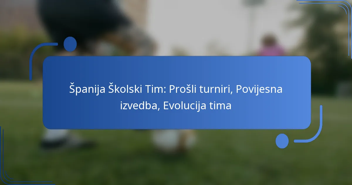 Španija Školski Tim: Prošli turniri, Povijesna izvedba, Evolucija tima