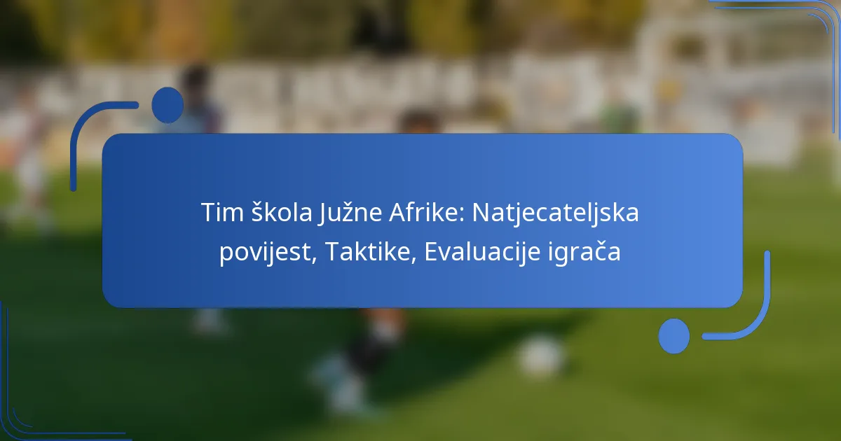 Tim škola Južne Afrike: Natjecateljska povijest, Taktike, Evaluacije igrača