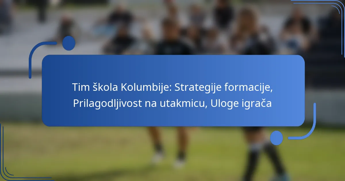 Tim škola Kolumbije: Strategije formacije, Prilagodljivost na utakmicu, Uloge igrača
