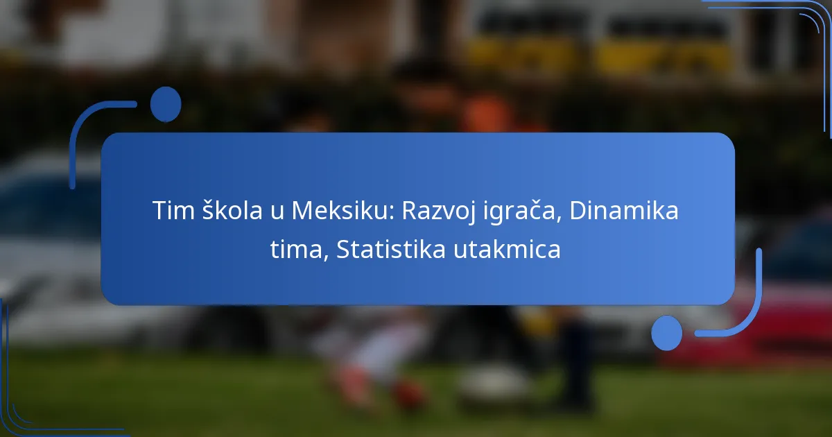 Tim škola u Meksiku: Razvoj igrača, Dinamika tima, Statistika utakmica