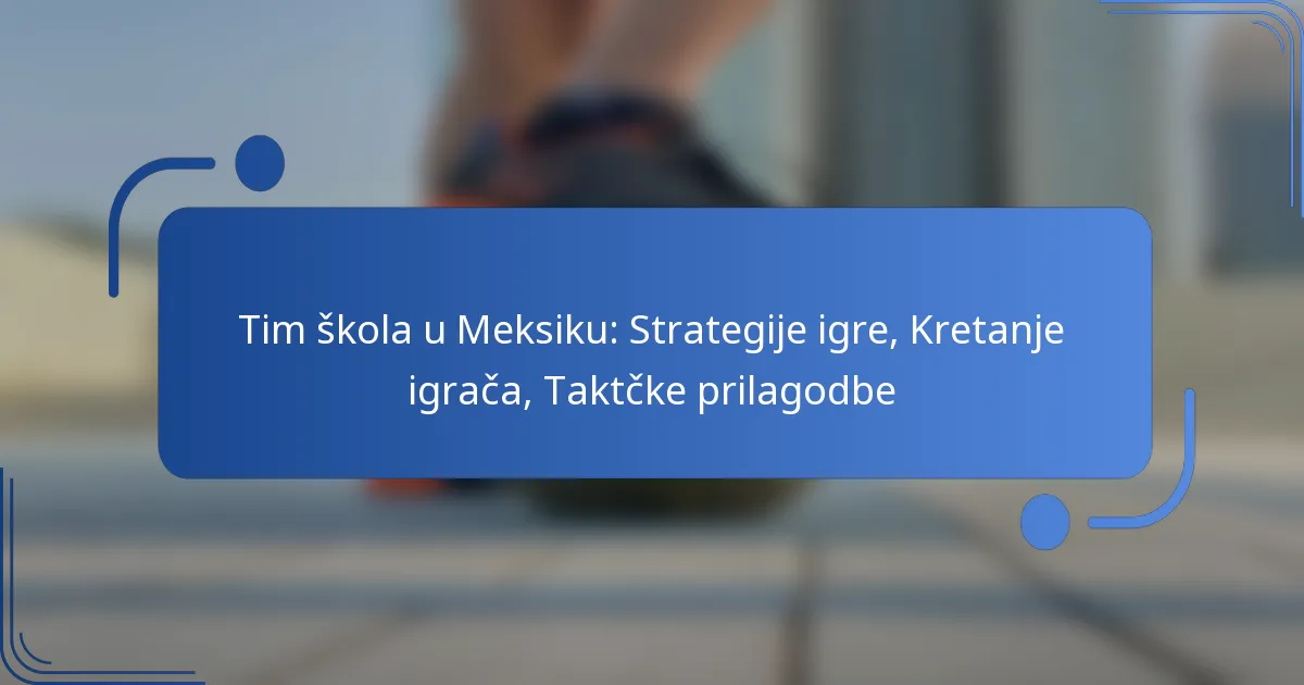 Tim škola u Meksiku: Strategije igre, Kretanje igrača, Taktčke prilagodbe