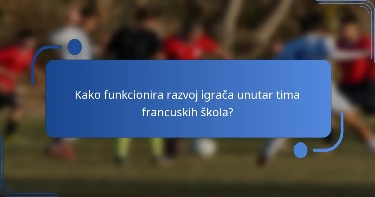 Kako funkcionira razvoj igrača unutar tima francuskih škola?