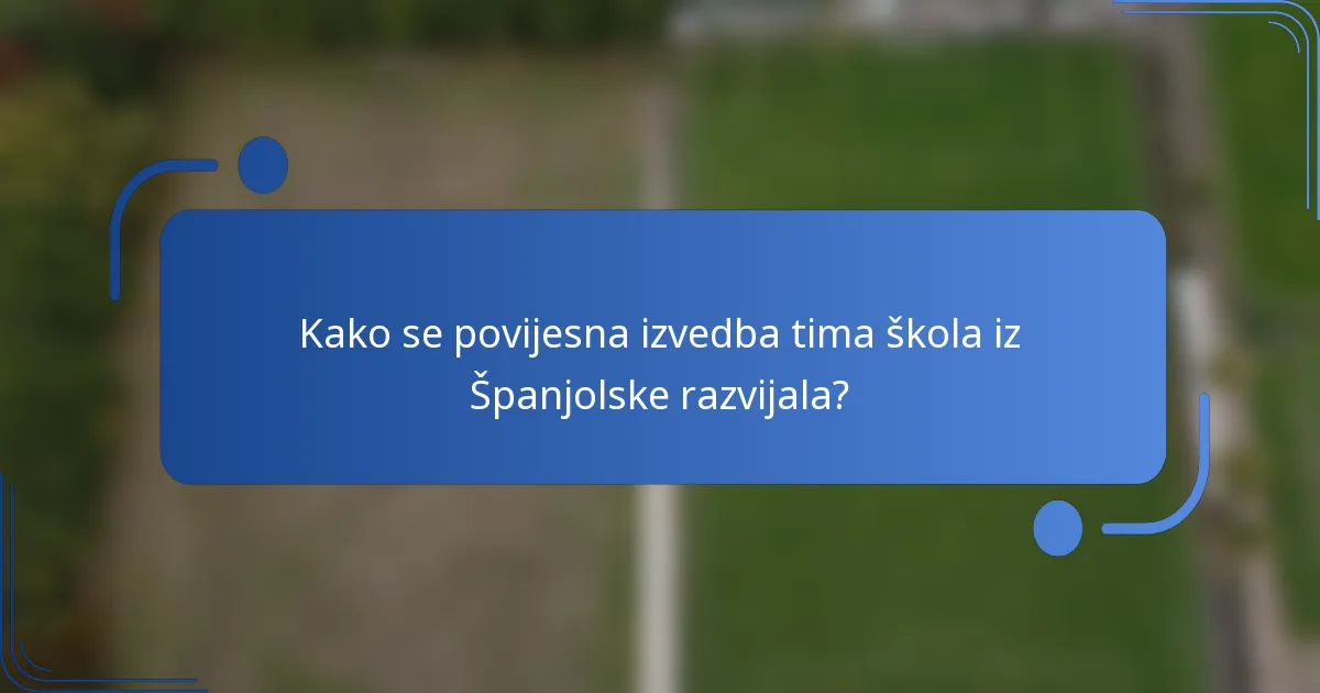 Kako se povijesna izvedba tima škola iz Španjolske razvijala?