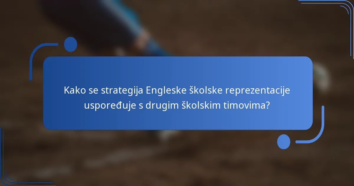 Kako se strategija Engleske školske reprezentacije uspoređuje s drugim školskim timovima?