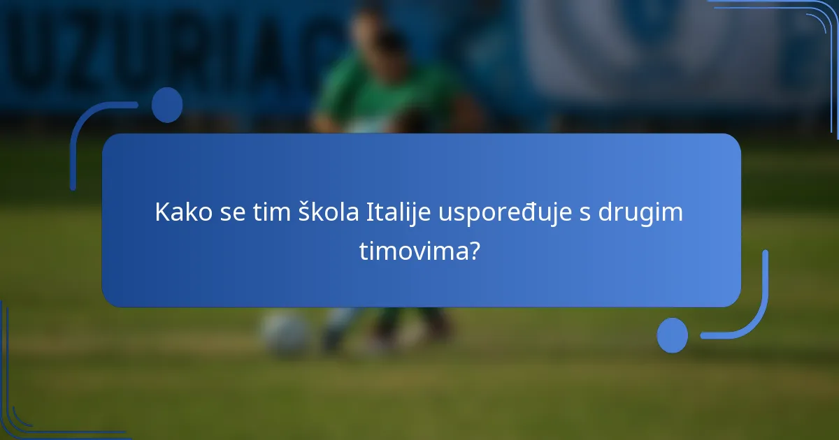 Kako se tim škola Italije uspoređuje s drugim timovima?