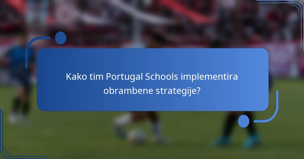 Kako tim Portugal Schools implementira obrambene strategije?