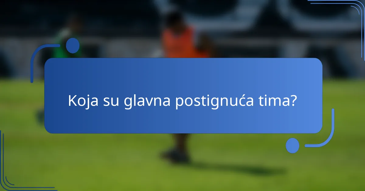 Koja su glavna postignuća tima?
