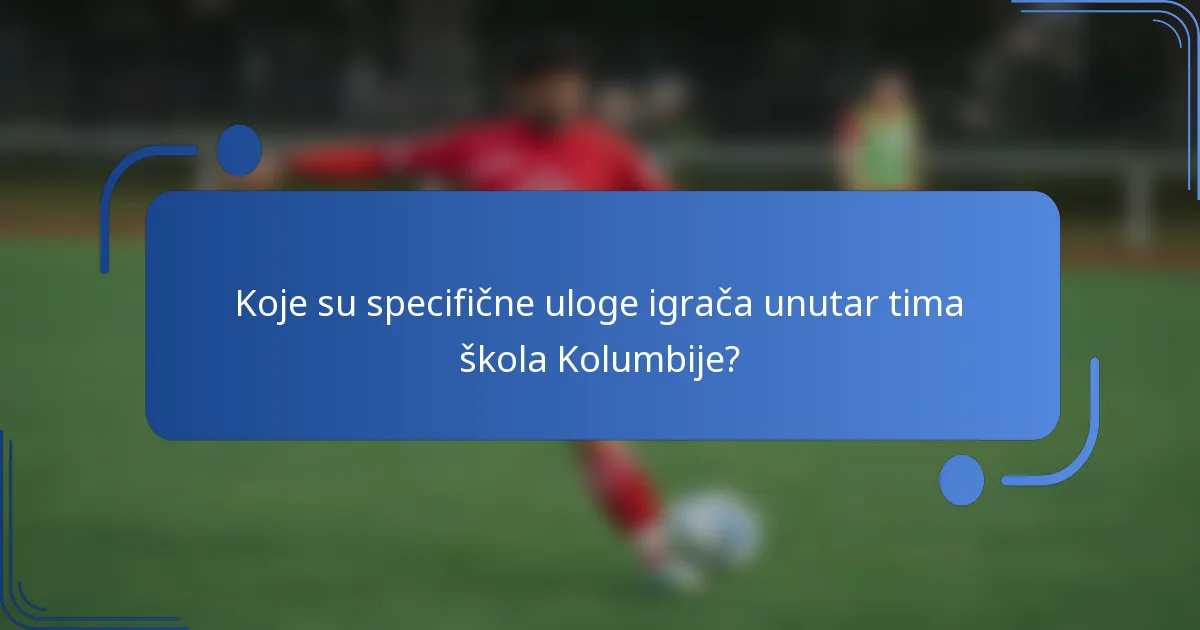 Koje su specifične uloge igrača unutar tima škola Kolumbije?