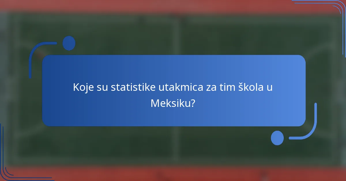 Koje su statistike utakmica za tim škola u Meksiku?