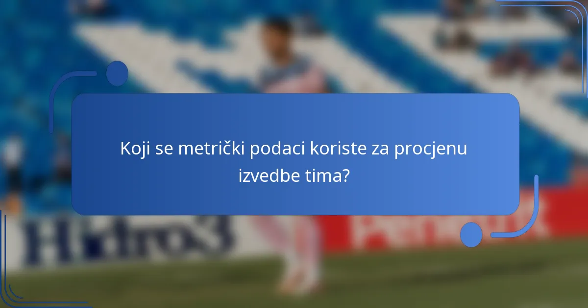 Koji se metrički podaci koriste za procjenu izvedbe tima?