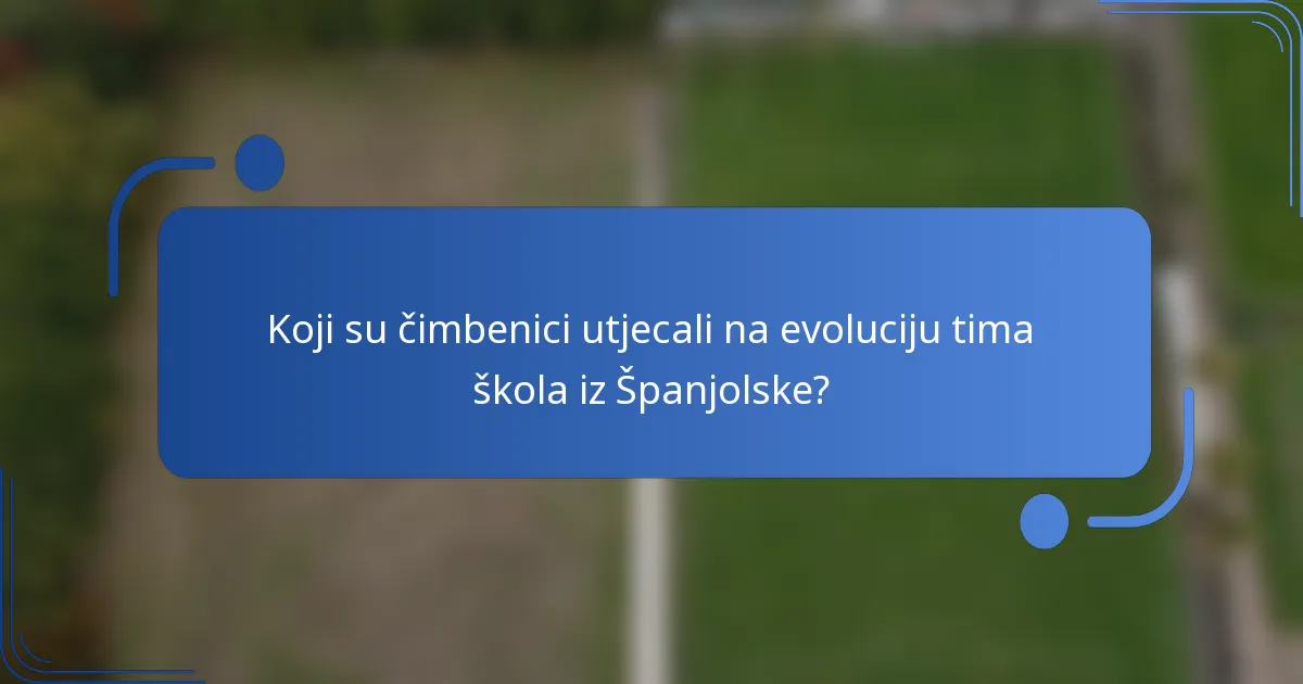 Koji su čimbenici utjecali na evoluciju tima škola iz Španjolske?