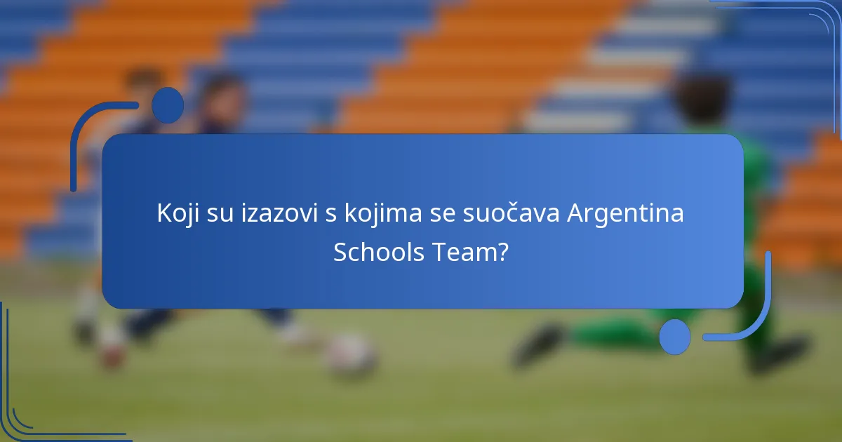 Koji su izazovi s kojima se suočava Argentina Schools Team?
