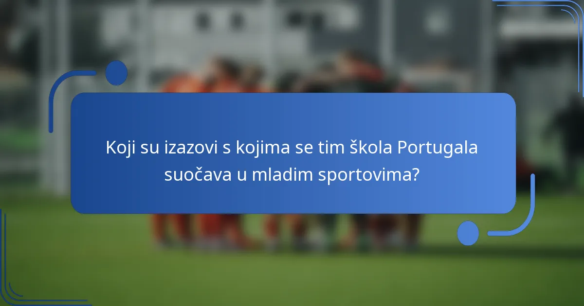 Koji su izazovi s kojima se tim škola Portugala suočava u mladim sportovima?