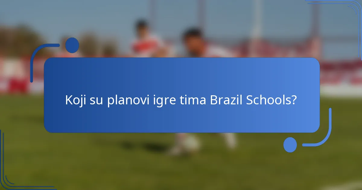 Koji su planovi igre tima Brazil Schools?