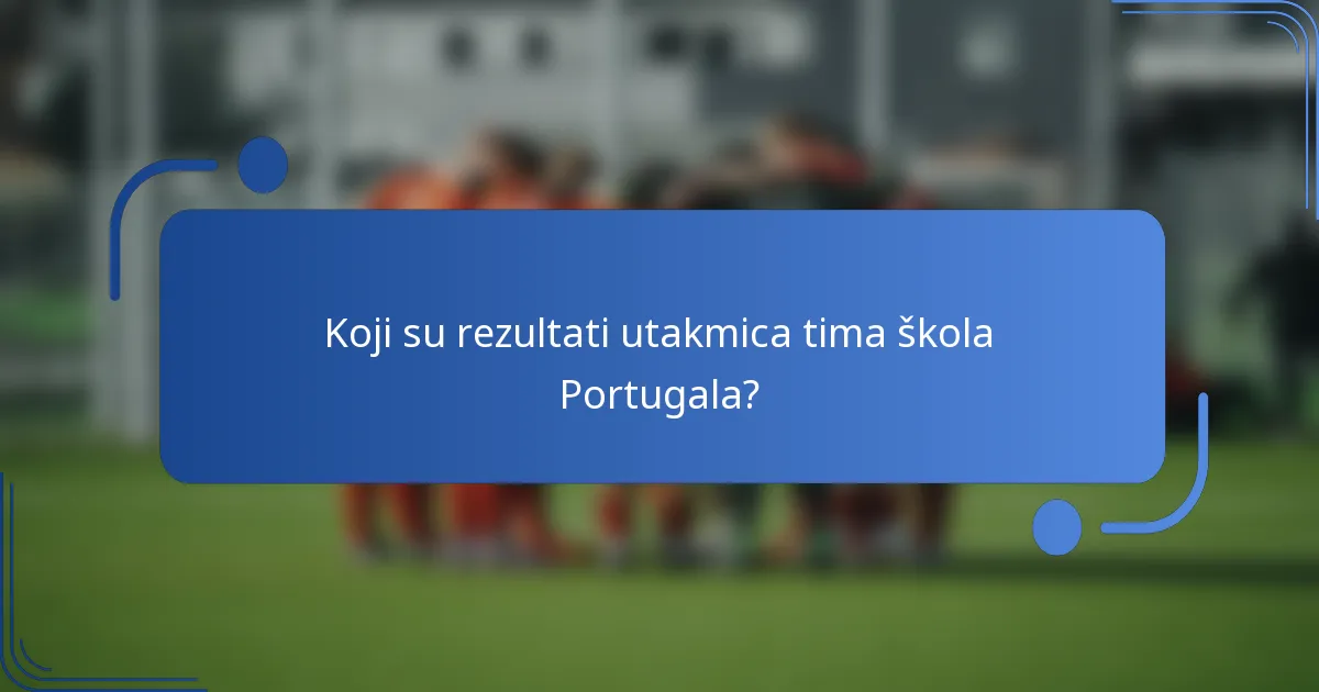 Koji su rezultati utakmica tima škola Portugala?
