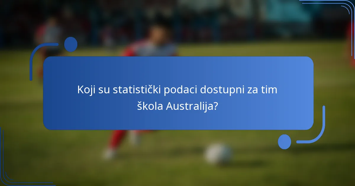 Koji su statistički podaci dostupni za tim škola Australija?