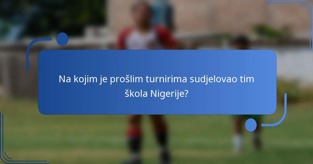 Na kojim je prošlim turnirima sudjelovao tim škola Nigerije?