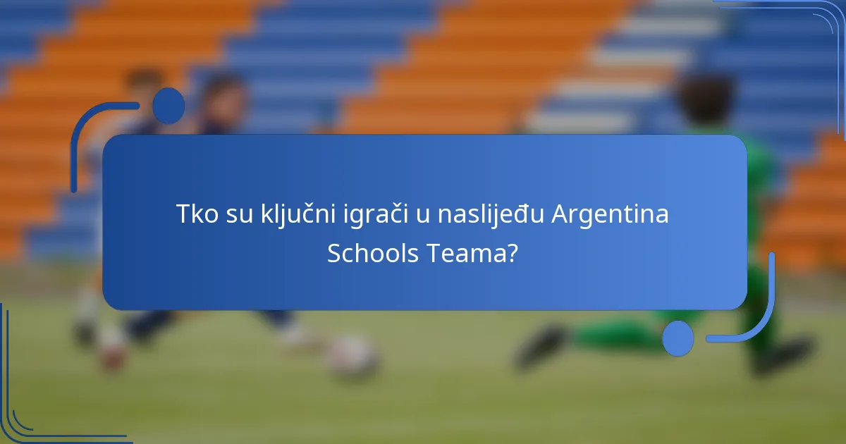 Tko su ključni igrači u naslijeđu Argentina Schools Teama?